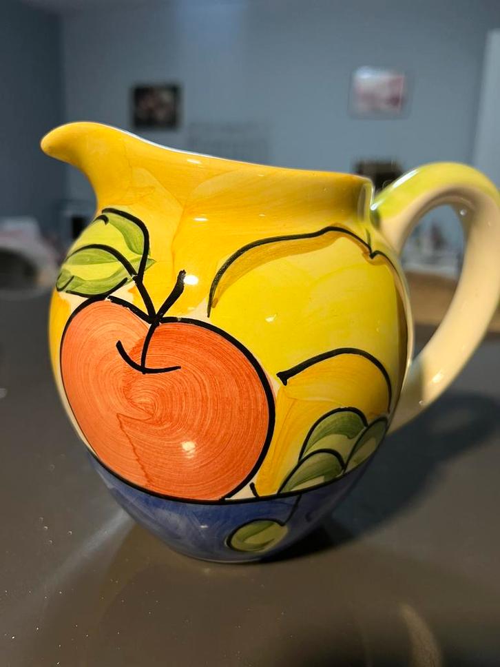 Bella Ceramics kan – handbeschilderd kleurrijk fruitmotief, Antiek en Kunst, Antiek | Keramiek en Aardewerk, Ophalen of Verzenden
