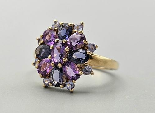 Bague en or avec pierres précieuses Améthyste, Tanzanite, Io, Bijoux, Sacs & Beauté, Bijoux anciens, Bague, Or, Enlèvement ou Envoi