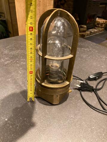 Antieke industriële scheepslamp massief koperen lamp, Huis en Inrichting, Lampen | Hanglampen, Ophalen of Verzenden, Metaal, Minder dan 50 cm
