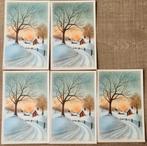 5 oude, Engelstalige wenskaarten: Merry Christmas, Diversen, Wenskaarten, Ophalen of Verzenden, Gebruikt