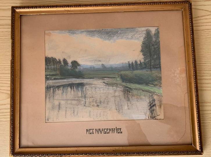 Het Kragenwiel te Bornem- bomen rond het ven., Antiek en Kunst, Kunst | Schilderijen | Klassiek, Ophalen