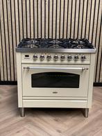 Boretti Crème 90cm Gas 6 pits + Multifunctionele Oven, Grill, Ophalen of Verzenden, Zo goed als nieuw, Gas