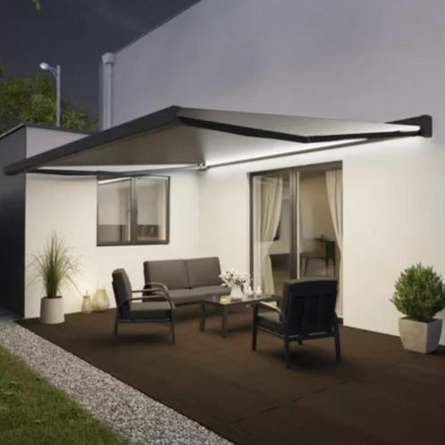 zonnescherm zonneluifel 4.00 x 3.50m gemotoriseerd + LED, Tuin en Terras, Zonneschermen, Nieuw, Knikarmscherm, 300 cm of meer