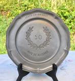 assiette 50ans mariage leuze hainaut en etain 92%, Ophalen of Verzenden