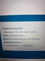 Aquafun kempense meren 4 personen incl parking, Tickets en Kaartjes, Recreatie | Overige