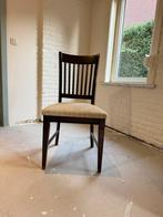 6 houten stoelen met stoffen zitting, Huis en Inrichting, Ophalen, Gebruikt, Bruin, Klassiek