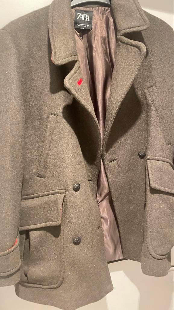 Zara long jacket - Size M, Kleding | Dames, Jassen | Winter, Zo goed als nieuw, Maat 38/40 (M), Grijs, Ophalen of Verzenden