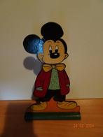 Mickey Mousse - en bois sur socle, Comme neuf, Mickey Mouse, Statue ou Figurine, Enlèvement ou Envoi