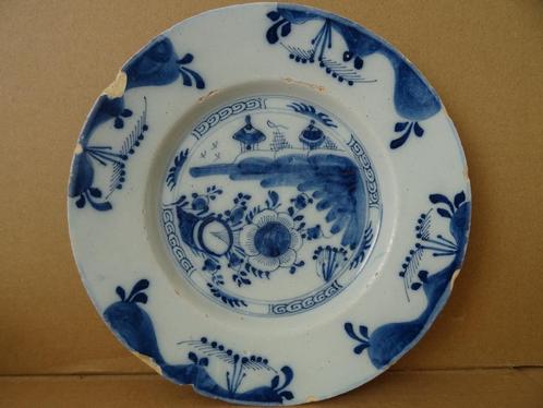 18e Eeuw antiek Delfts blauw bord 18e eeuw 18de eeuw 1750, Antiek en Kunst, Antiek | Keramiek en Aardewerk, Ophalen of Verzenden