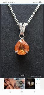 Pendentif en argent massif avec saphir d'Australie, Neuf, Avec pierre précieuse, Argent, Jaune