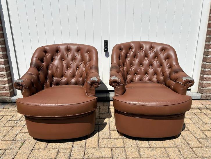 Paar padfauteuils in Napoleon III-stijl, Antiek en Kunst, Antiek | Meubels | Stoelen en Sofa's, Ophalen