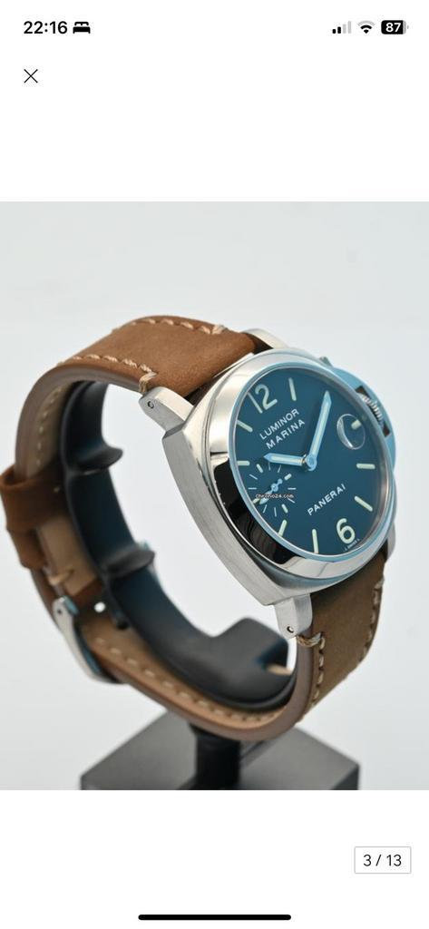 Panerai luminor marina serviced pam048, Handtassen en Accessoires, Horloges | Heren, Zo goed als nieuw, Ophalen