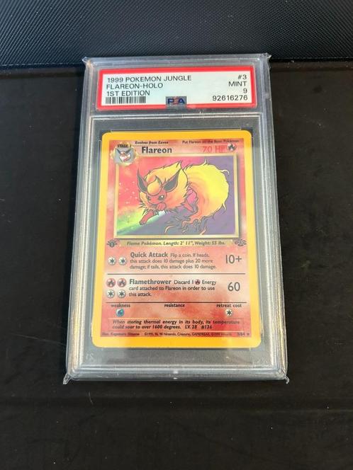 3/64 flareon 1e psa 9 € 300,00 holo, Hobby & Loisirs créatifs, Jeux de cartes à collectionner | Pokémon, Cartes en vrac, Enlèvement ou Envoi