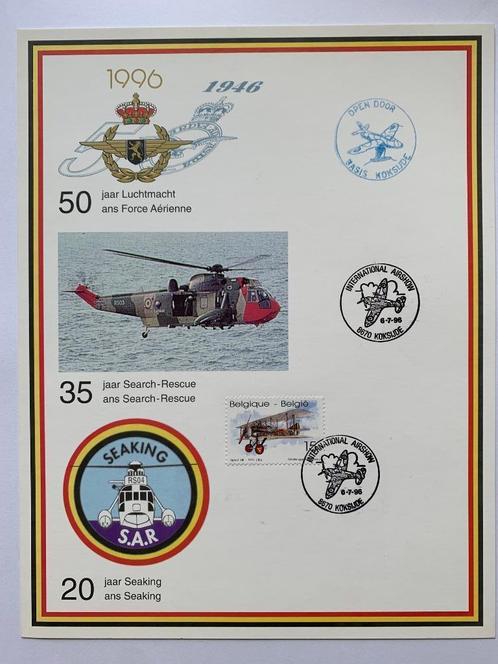 FDC First Day Card Koksijde Sea King Belgische Luchtmacht, Verzamelen, Militaria | Algemeen, Luchtmacht, Overige typen, Ophalen of Verzenden