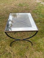 Vintage retro glazen tafeltje op smeedwerk, Huis en Inrichting, Ophalen, Gebruikt, 50 tot 100 cm, Vintage