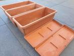2x plastiek bloembak L49 x B19,5 x H 16,5cm + 2 onderschalen, Tuin en Terras, Ophalen, Binnen
