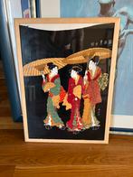 Houten kader japanse doek, Antiek en Kunst, Ophalen