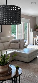 Prachtig hoeksalon leder Wit, Huis en Inrichting, Ophalen, Gebruikt