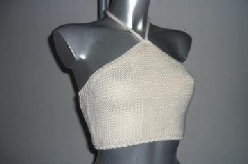 Top blanc cassé extensible 'M -L, Sans manches, Taille 38/40 (M), Comme neuf, Blanc