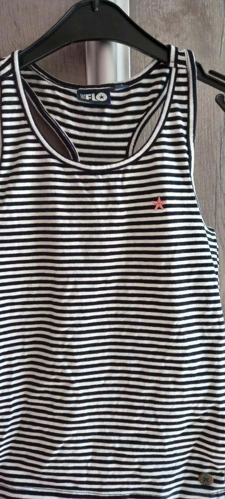 zwart, wit gestreept topje, like flo 128, Kinderen en Baby's, Kinderkleding | Maat 128, Zo goed als nieuw, Meisje, Shirt of Longsleeve