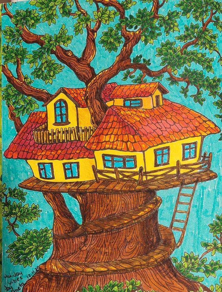 Hand-ingekleurde kunstwerkje, Huis en Inrichting, Woonaccessoires | Schilderijen, Tekeningen en Foto's, Nieuw, Tekening, Minder dan 50 cm