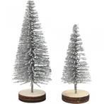 Mini kerstboompjes zilver 7+6cm 5 stuks decoratie kerst, Nieuw, Ophalen of Verzenden