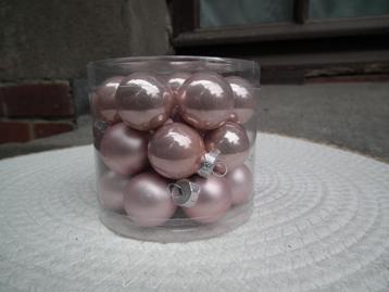 24 boules de Noël. Diamètre 2,5. rose mat & brillant.Decoris, Envoi, Comme neuf