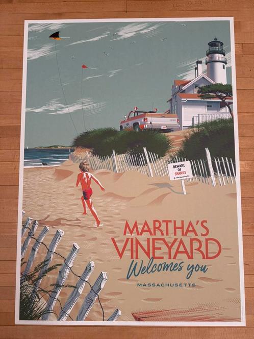 MARTHA’S VINEYARD (JAWS) - Laurent Durieux Offset Print, Verzamelen, Posters, Nieuw, Film en Tv, Deurposter of groter, Rechthoekig Staand