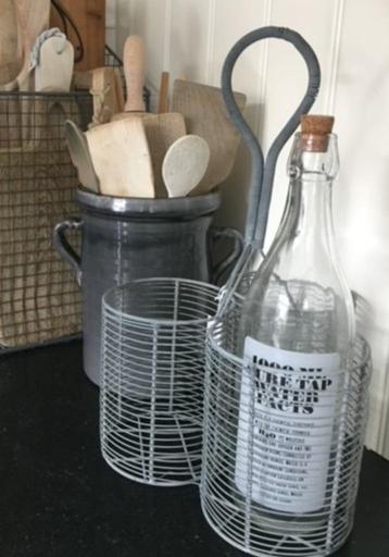 FLESSENHOUDER LANDELIJK basket f/3 bottles zinc beschikbaar voor biedingen