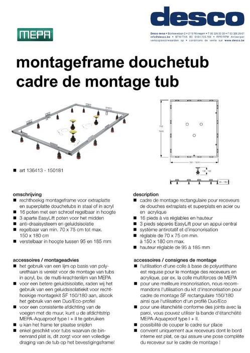 Montageframe douchetub, Doe-het-zelf en Bouw, Sanitair, Nieuw, Douche, Ophalen