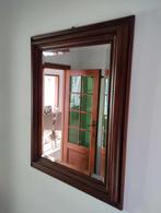 Antieke bruine rechthoekige eiken spiegel 90 x 70 cm., Rectangulaire, 50 à 100 cm, Enlèvement, Moins de 100 cm