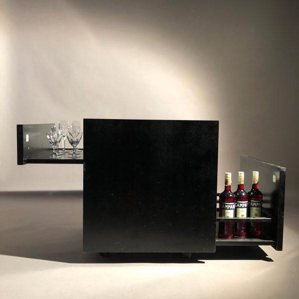 Cini & Nils Bar italien en cuir, bois métal années 70, Antiek en Kunst, Kunst | Designobjecten, Ophalen