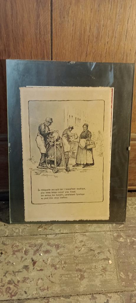 Gesigneerde ets 18x24, n22, Antiek en Kunst, Kunst | Etsen en Gravures, Ophalen