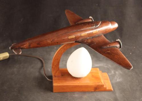 Art Deco lamp met vliegtuig, Antiek en Kunst, Antiek | Verlichting, Ophalen of Verzenden