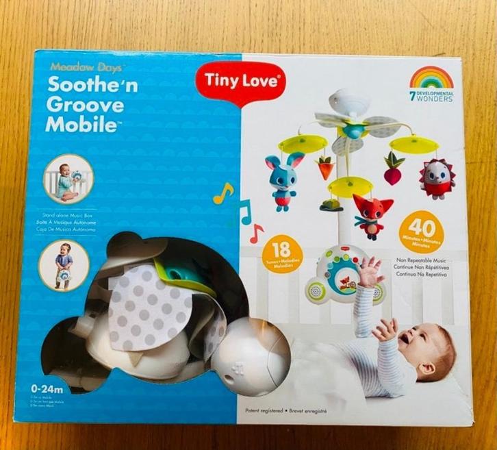 Tiny love soothe 'n groove muziek mobiel - meadow days, Kinderen en Baby's, Speelgoed | Babyspeelgoed, Zo goed als nieuw, Mobiel