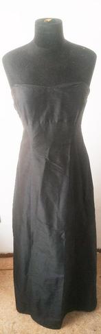 zijden avondjurk maat 38, Autre, Zwart, Gedragen, Onder de knie