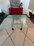 Moderne design eettafel op Le Corbusier onderstel, Huis en Inrichting, Ophalen, Modern design, 50 tot 75 cm, Vierkant