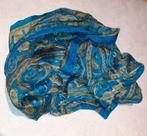 sjaal vintage zijde blauw met patroon in goud, Kleding | Dames, Nieuw, Sjaal, Verzenden