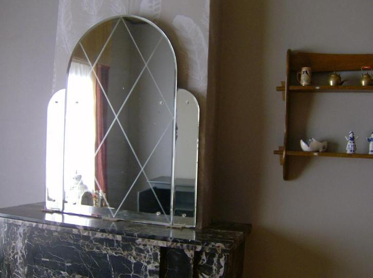 Antieke Spiegel - drieluik op hout -, Maison & Meubles, Accessoires pour la Maison | Miroirs, Enlèvement