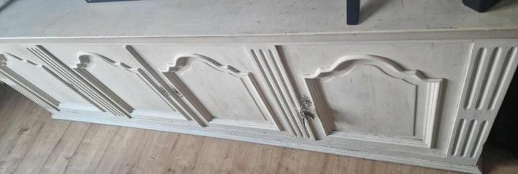 Dressoir van gekalkt eikenhout, Huis en Inrichting, Kasten | Dressoirs, Gebruikt, 200 cm of meer, 25 tot 50 cm, Met deur(en), Met plank(en)