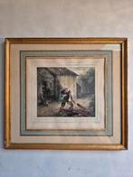 litho ' D'APUI MUTUEL ' J.B. MADOU 19e eeuw, Antiek en Kunst, Kunst | Litho's en Zeefdrukken, Ophalen of Verzenden