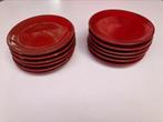 2 x Set van 6 Keramiek rode borden, artisanaal €10 per set, Ophalen, Keramiek, Bord(en)