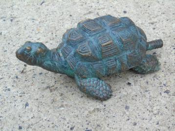 Standbeeld van een schildpad in bronzen waterstraalgroene po