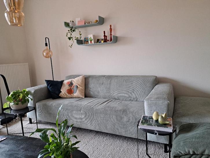 Zetel 3 personen met hocker, Huis en Inrichting, Zetels | Zetels, Zo goed als nieuw, Rechte bank, Driepersoons, 200 tot 250 cm