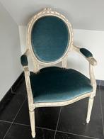 Stoelen Louis XV, Huis en Inrichting, Stoelen, Ophalen, Hout, Blauw, Stoelen Louis XV  met gekrakeleerde verf en mohair stof