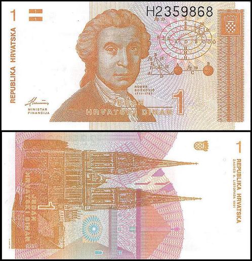 Croatie 1 Dinara 1991 UNC (Neuf), Timbres & Monnaies, Billets de banque | Europe | Billets non-euro, Série, Enlèvement ou Envoi