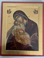 Echte icoon Maria met Kind, bladgoud (29 op 23 cm), Antiek en Kunst, Ophalen of Verzenden