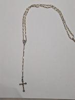 Antiek Sterling zilveren rozenkrans ketting met parelmoer, Antiek en Kunst, Antiek | Zilver en Goud, Ophalen of Verzenden, Zilver