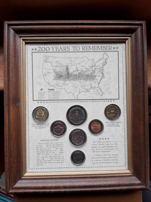 Cadre avec pièces de monnaie à l'occasion des 200 ans des US, Timbres & Monnaies, Monnaies | Amérique, Série, Amérique du Nord