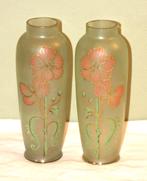 Paar antieke gesatineerde vazen Art Nouveau, Antiek en Kunst, Ophalen of Verzenden